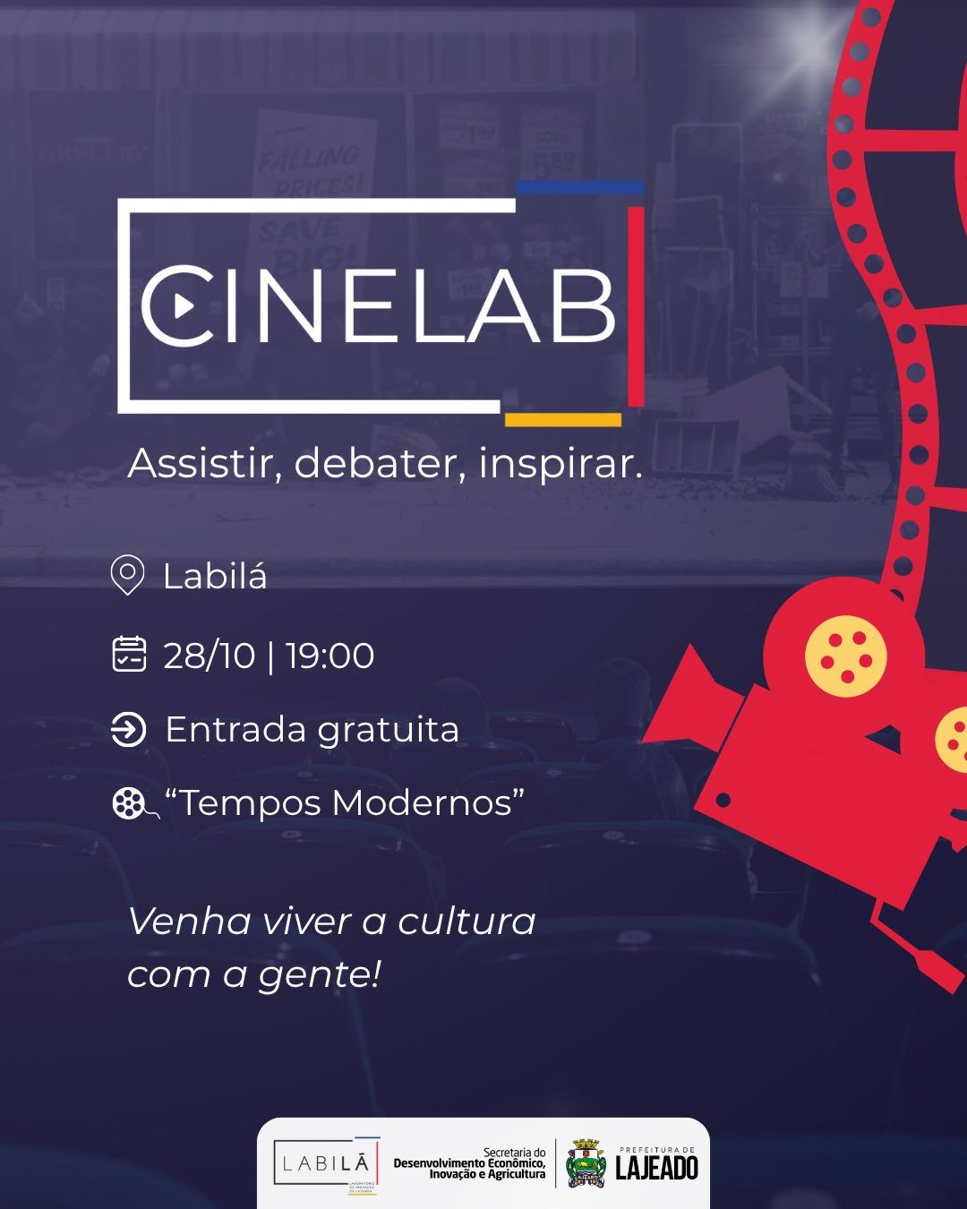 1ª edição do CINELAB acontece nesta terça-feira, 28/10, no Labilá